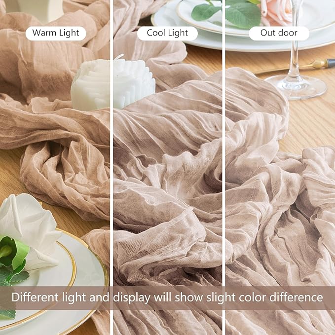 Wokceer Cheesecloth Table Runner 6Pack 10FT Nude Pink Boho Gauze Cheese Cloth Table Runner for Party Long Rustic Sheer Table Runners for Baby Bridal Shower Wedding Easter Table Decor