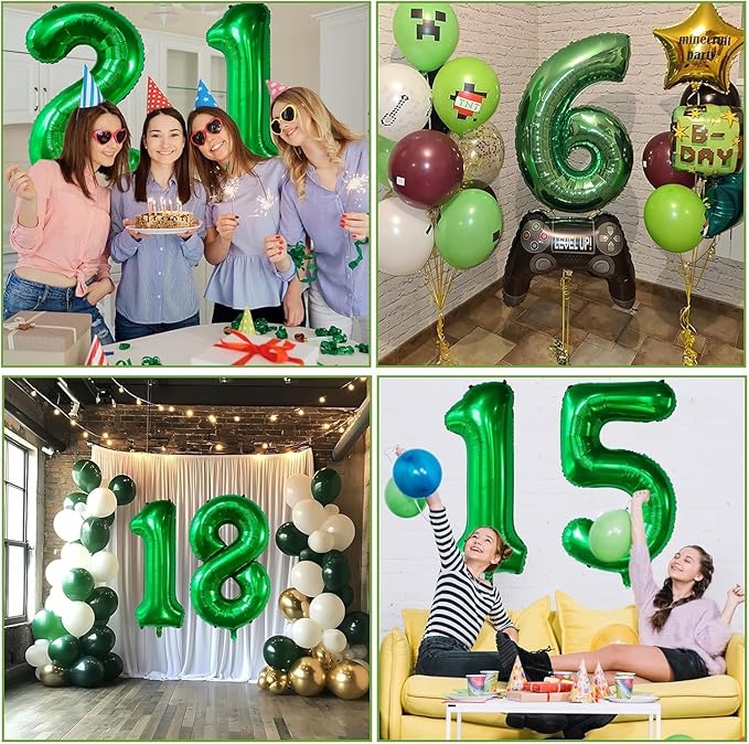 Green Number Balloons, 40 Inch Dark Green Balloon 0. Birthday Party Wedding Anniversary Decoration Children Girls Boys