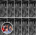 10 Pack Black Party Streamers Backdrop Tinsel Foil Fringe Curtains Halloween Birthday Party Decorations Graduation Wizard Party Supplies