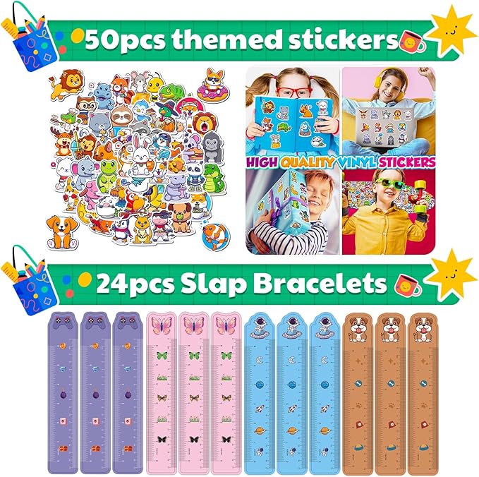 Stationery Party Favors for Kids, 24Pack Stationery Birthday Goodie Bags for Kids, Classroom Gifts for Students, End of Year Student Gifts,Birthday Goodie Bag Stuffers Gifts Rewards Prizes