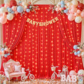 10 x 10 ft Red Backdrop Curtains with Lights String for Wedding Polyester Photo Backdrop Drapes Wrinkle Free Red Long Curtains for Birthday Parties Reception Baby Shower Ceremony-10 x 5ft x 2 Panels