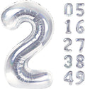 Laser Silver 2 Balloon, Number Balloons 40 Inch, 2nd Balloon Number Birthday Decorations, Second Two Birthday Party Supplies, Number 2 Balloon