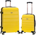 Rockland Melbourne Hardside Expandable Spinner Wheel Luggage, Yellow, 2 Piece (20"/28")