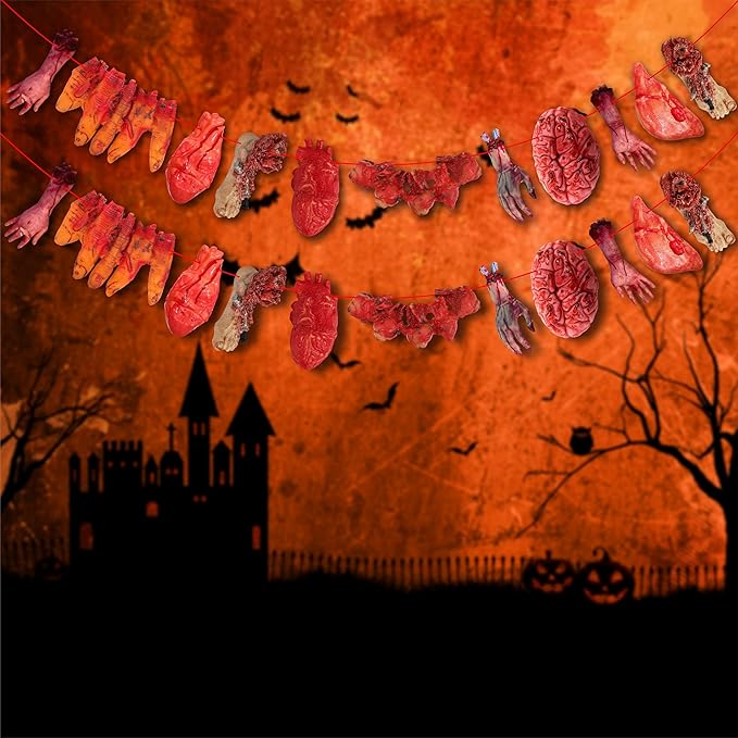 Seyal® Halloween Broken Body Parts, 36 Pcs Garland, Decorations Blood Body Parts for Scary Haunted House Halloween Horror Party Supplies