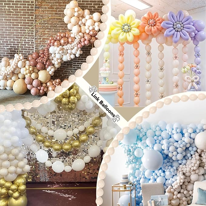 Beige Quick Link Balloons - 60PCS Linking Balloons for Wedding, Birthday, Baby Shower, Engagement, Graduation Party Decorations (10inch)