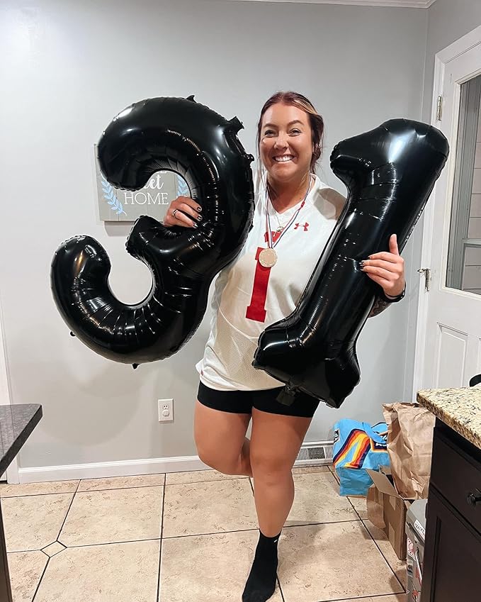30 Balloon Number, Black Number 30th Birthday Balloons 40 Inch, 30 Years Old Black Birthday Decorations for Men Women, 30th Anniversary Decorations