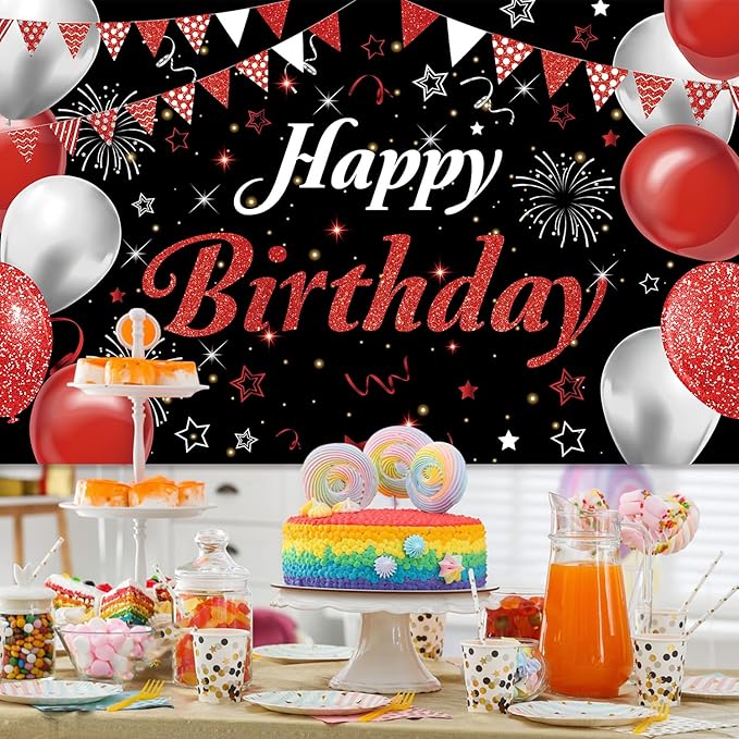 Happy Birthday Banner - Decorations for Men Women Party Welcome Background Sign, Indoor Outdoor