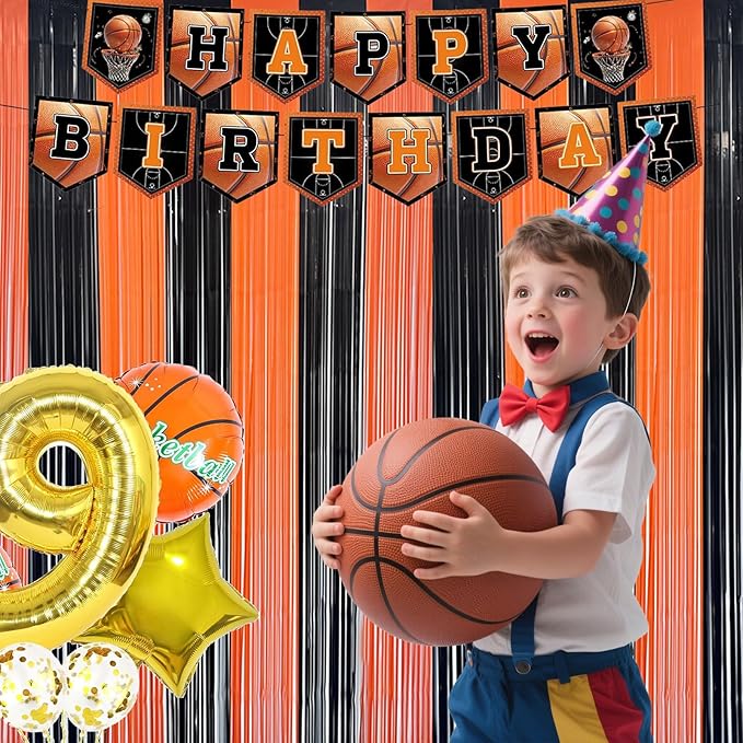 Halloween Party Decorations Indoor, Black and Orange Halloween Backdrop Foil Fringe Tinsel Curtains Streamer for Photography - 2 Packs, 3.28 x 6.56ft
