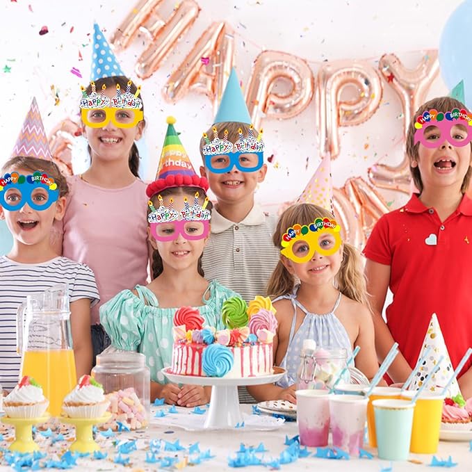 12PCS Happy Birthday Glasses, Birthday Party Paper Eyeglasses Photo Booth Props for Birthdays Party Supplies Decorations