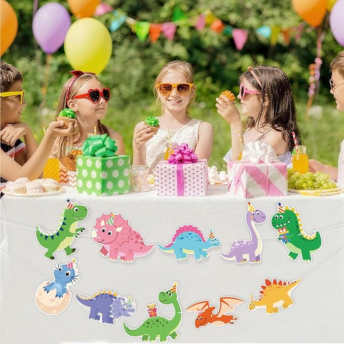 Hooqict Dinosaur Birthday Party Banner Dinosaur Birthday Party Decorations Happy Birthday Sign Banner Garland for Kids Boys Girls 1st 2nd 3rd Baby Shower Dino Themed Party Decorations Supplies
