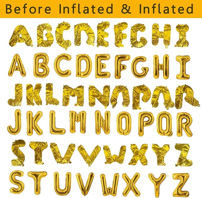 78 Pcs Gold Letter Balloons Foil Alphabet Balloons DIY Personalized Phrase Banner for Birthday Shower New Year Party Supplies Custom Letter Decor 16 Inch A-Z Alphabet(3 Set)