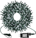 kemooie 300 LED Outdoor Christmas Lights, 99FT 8 Lighting Modes Plug in Green Wire Fairy Lights for Indoor Outdoor Christmas Tree Lights Wedding Party Decoration (White)