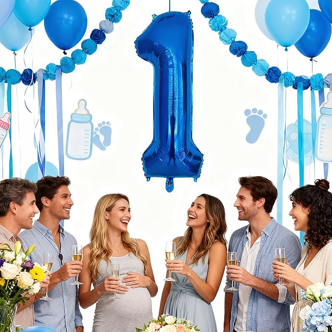 Smlpuame 40 Inch Navy Blue 1 Balloon for 1st Birthday Party, Blue One Number Balloon 10 11 21 Birthday Decorations for Boys Men Toddler Baby, Helium Giant Foil Number 1 Balloon