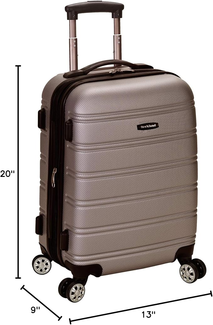 Rockland Melbourne Hardside Expandable Spinner Wheel Luggage, Carry-On 20", Silver