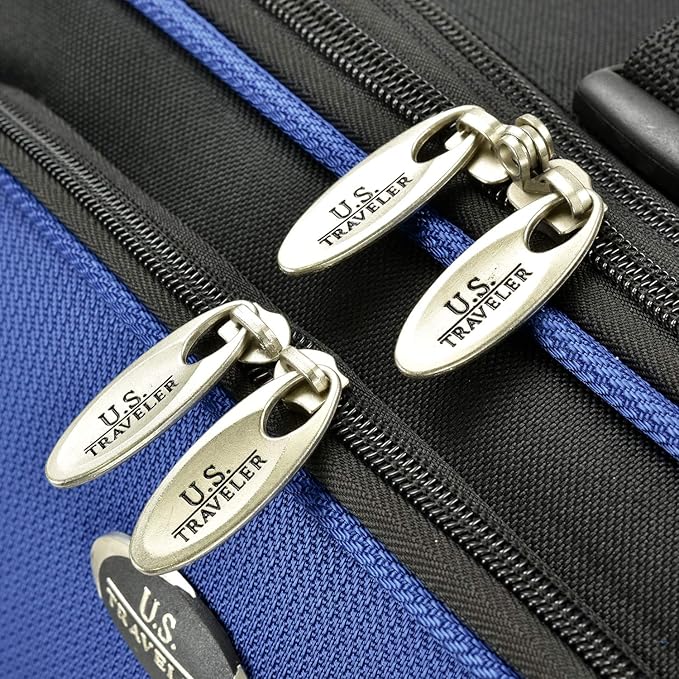 U.S. Traveler New Yorker Lightweight Expandable Rolling Luggage, Blue, 3-Piece Set