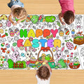 Easter Coloring Tablecloth/Poster, Easter Crafts for Kids, 72" x 30" Giant Paper Coloring Table Cloth Banner for Gifts Games Activities Party Decorations, Fun DIY Art Easter Party Supplies for Family
