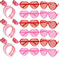 24 Pcs Valentines Heart Head Boppers Headbands and Heart Shape Sunglasses Party Supplies