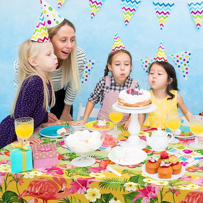 OHOME 2 Pack Luau Party Decorations - Plastic Tablecloth for Hawaiian Theme Party Decorations | Tropical Summer Beach Pool Birthday Backdrop Favors Supplies