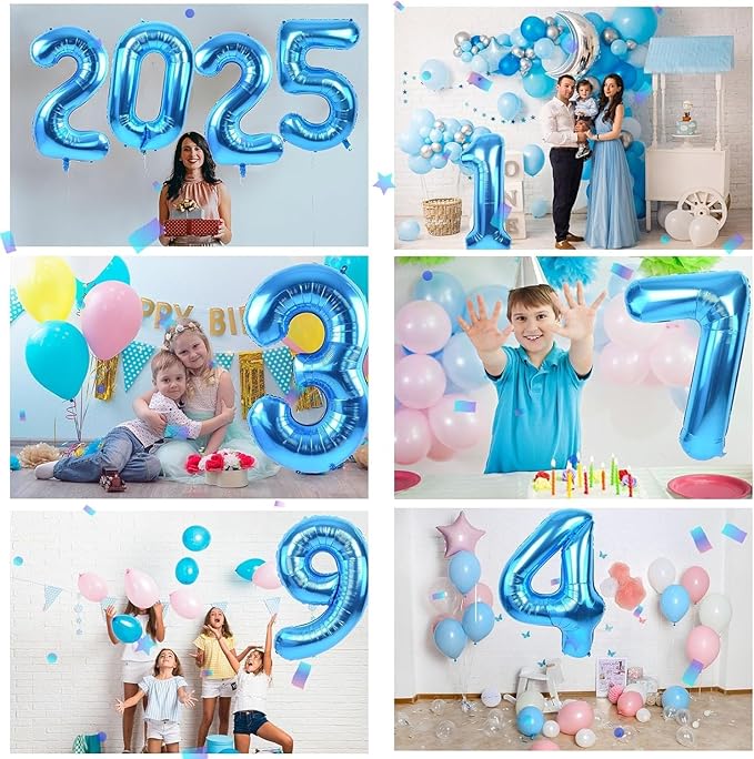40 inch Blue Number Balloon Giant Foil Helium Balloons Blue Number 4 Balloon for 4th Birthday Party Decorations