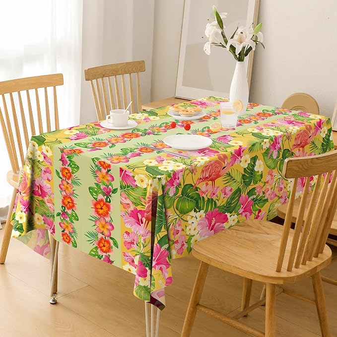 OHOME 2 Pack Luau Party Decorations - Plastic Tablecloth for Hawaiian Theme Party Decorations | Tropical Summer Beach Pool Birthday Backdrop Favors Supplies