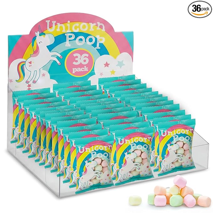 Unicorn Poop Candy - MADE IN THE USA - Unicorn Party Supplies - Unicorn Birthday Party Favors for Kids - Bulk Candy Packs for Classroom (36 Pack)