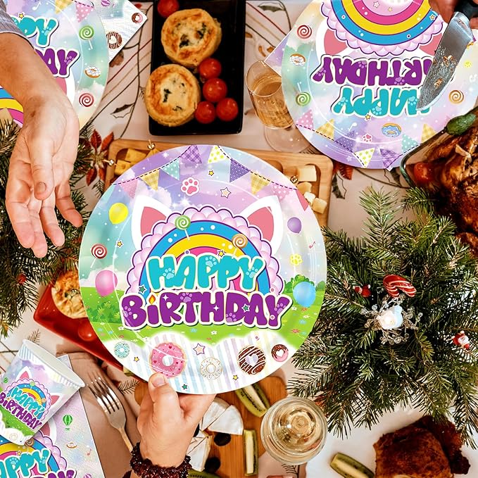192pcs Dollhouse Birthday Party Decorations Plates Napkins Dollhouse Party Supplies Disposable Paper Cups Straws Cartoon Tableware Set for Kids Girls Birthday Decor 24 Guests