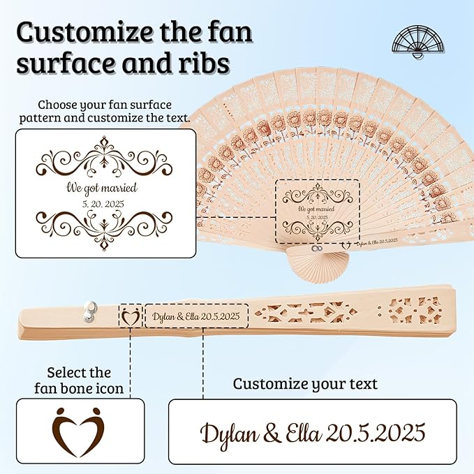 10Pcs Personalized wedding fans for guests, Custom Summer Wedding Fans, Unique Bridal Shower Party Favors, Handcrafted Wooden Fans for Guests (Sunflower wooden fan)