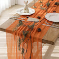 Keketoarrange Orange Spring Easter Gauze Rustic Cheesecloth Table Runner 120 Inch 10 FT for Wedding Baby Shower Bridal Shower Birthday Engagement Garden Outdoor Party Long Sheer Boho Decorations