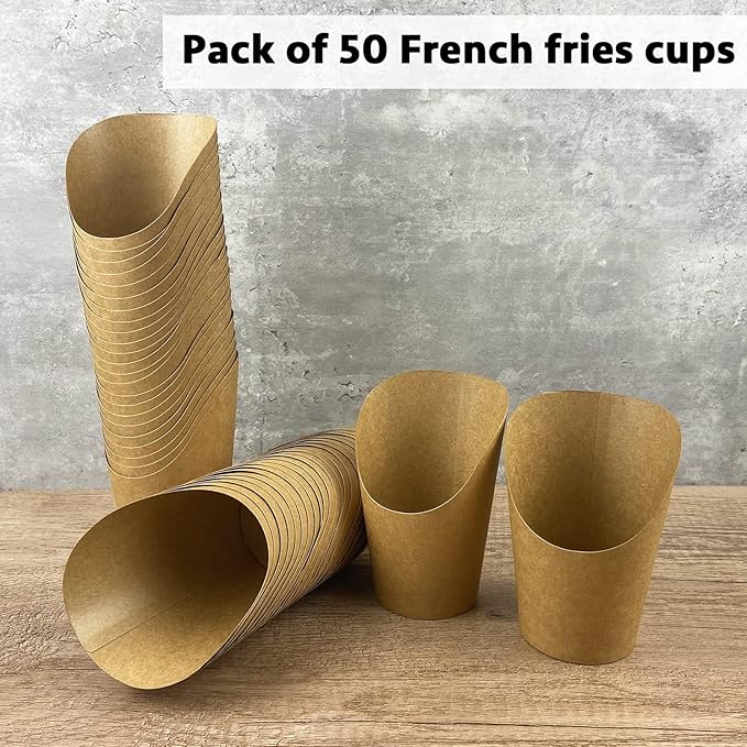 CAMKYDE 50 Pcs French Fries Holder, 14oz Disposable Paper French Fry Cups Charcuterie Cups for all Occasions (14oz)