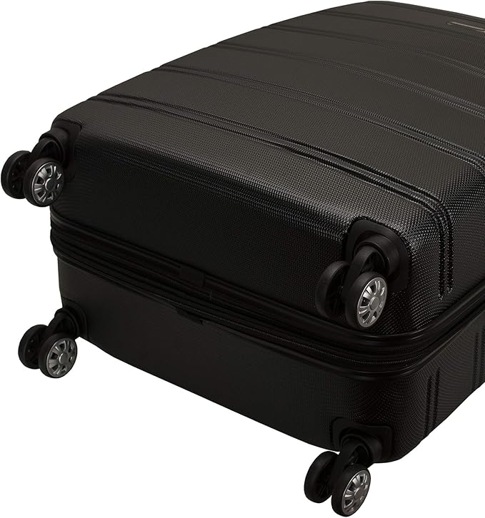 Rockland Melbourne Hardside 3 Piece Expandable Spinner Wheel Luggage Set, (20"/24"/28"), Black