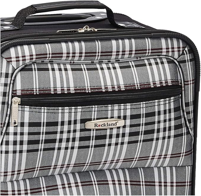 Rockland Fashion Softside 2 Piece Luggage Set, Expandable, (14" Tote/19" Upright), Black Cross