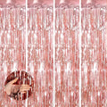 Valentines Day 4 Pack 3.3 * 8.3 ft Foil Curtain Metallic Tinsel Fringe Curtains Photo Booth Props Backdrop for Birthday Wedding Engagement Baby Shower Christmas Holiday Celebration Partyl,Rose Gold
