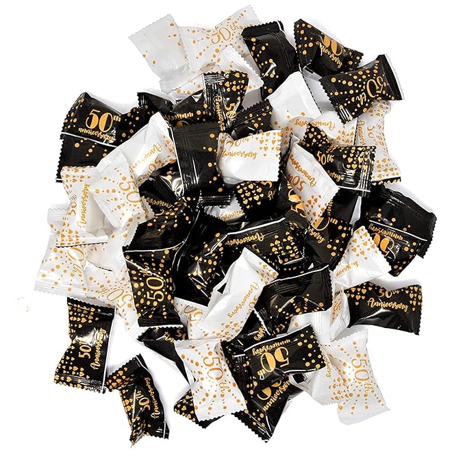 50th Anniversary Wedding Peppermints 100 Count-Ideal for Parties with Candy Tables or Goodie Favor Bags