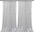 B-COOL Silver Sequin Backdrop Curtains 2 Packs Sparkle Backdrop 5ftx8ft Fabric Glitter Photography Drapes for Party Baby Shower Wedding Birthday Decoration