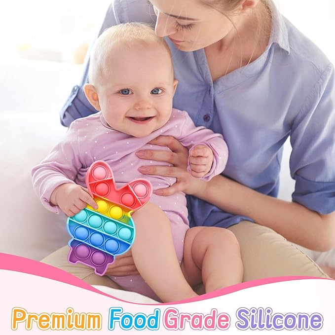 Easter Bubble Fidget Toys, Kids Girls Boys Cute Bunny Sensory Toy Basket Stuffers Toddler Adult Stress Relief Silicone Autism Fidgets Birthday Gifts for Travel Cars Classroom Party Office
