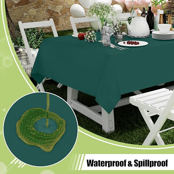 Smiry Disposable Table Cloth - 15 Pack, 54 x 108 Inch Waterproof Rectangle Tablecloths for Parties, Decorative Plastic Table Cover, Leakproof & Sturdy, Christmas Green