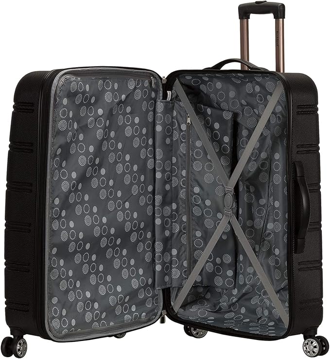 Rockland Melbourne Hardside 3 Piece Expandable Spinner Wheel Luggage Set, (20"/24"/28"), Black