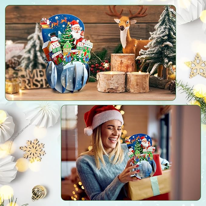FaCraft Pop Up Christmas Card - with Envelope and Seal, Handmade 3D Merry Christmas Gift for Winter, Holidays, New Year (Santa, Gnome Town)