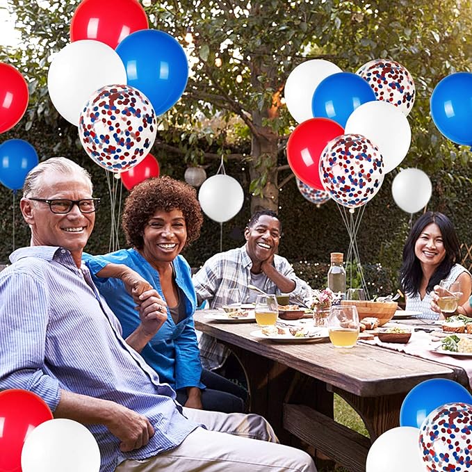 JOYYPOP 80Pcs Red White and Blue Latex Balloons with Confetti Balloons for 4th of July Decorations Independence Day Patriotic Anniversary