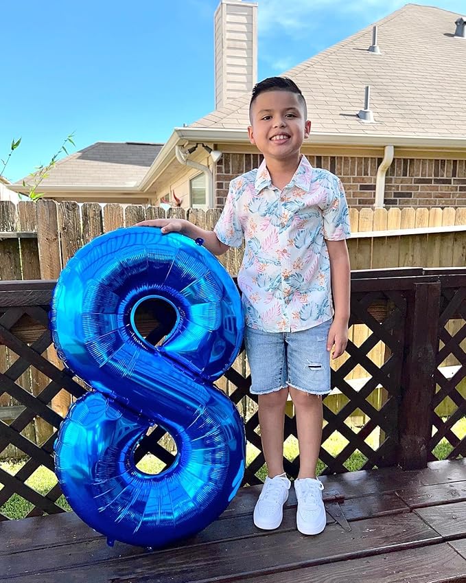 Navy Blue 8 Balloon, Number Balloon 40 Inch, Blue Birthday Decorations, 8 18 28 38 80 Birthday Balloons, 8th Party Supplies, Number 8 Balloon