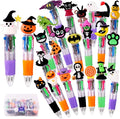 24PCS Halloween Fun Pens Multicolor Ballpoint Pens 4 Colors in 1 Halloween Retractable 0.7mm Multicolor Writing Stationery for Party Favors Supplies Rewards Holiday Gifts