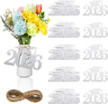 Chinco 24 Pcs 2026 Graduation Decorations Class of 2026 Graduation Centerpieces for Table Glitter Cutouts Grad Cap Tags Double Side Sparkling Glitter Confetti Party Decor for Vase Mason Jar (Silver)