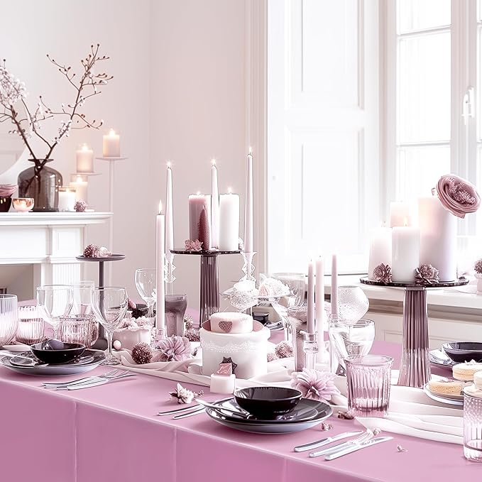 2pcs Baby Pink Plastic Table Cloths for Parties 54 * 72inch Light Pink Shiny Tablecloth Girl Birthday Party Decoration for Princess Baby Shower Kids Party Supplies