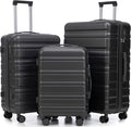 Luggages 3 Piece ABS Hardside Luggage Sets Spinner Wheels Suitcase