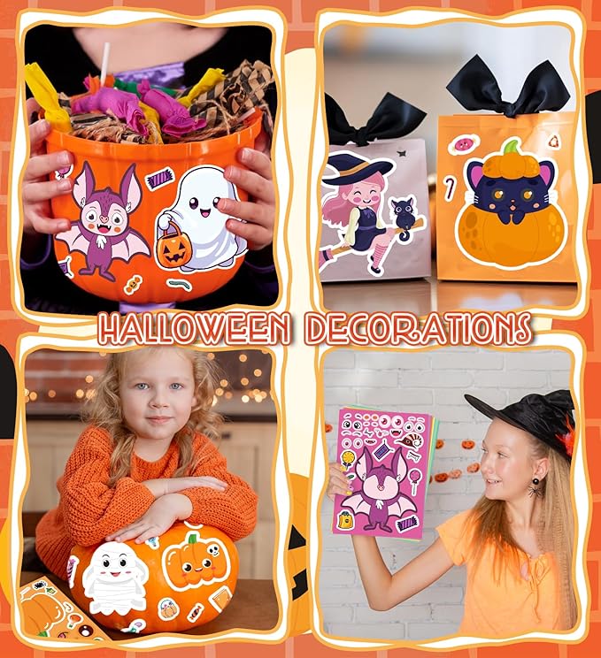 Halloween Party Favors - DIY Crafts Stickers - Halloween Decorations Gifts Activities Party Supplies(24 Sheets)