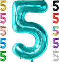 KatchOn Giant Aqua Blue Number 5 Balloon - 40 Inch | Teal 5 Balloon for Birthdays | 5th Birthday Decorations