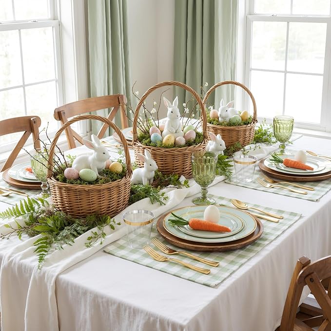 350PCS Green Plates Disposable - Sage Green Plastic Plates 50Guests Plastic Dinnerware with Rolled Napkins for Party/Birthday/Spring/Easter