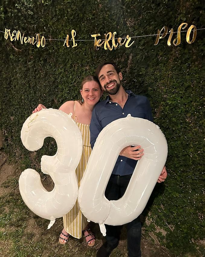 White Number 20 Balloon 40 inch, 20 Number Balloons, 20th White Birthday Decorations for Girls Boys 20 Year Old Party Supplies