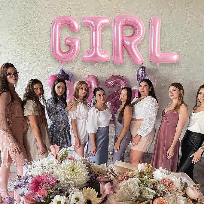 TONIFUL 40 Inch Large Pink Letter I Balloons Giant Foil Mylar Alphabet Balloon for Birthday Party Anniversary Baby Shower Wedding Supplies Decorations