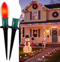 Christmas Pathway Lights Outdoor, 51.4 Ft Driveway Lights with 40 Multicolor Bulbs and Stakes, Connectable Outdoor Christmas Decorations Yard Walkway Sidewalk Holiday, Multicolor
